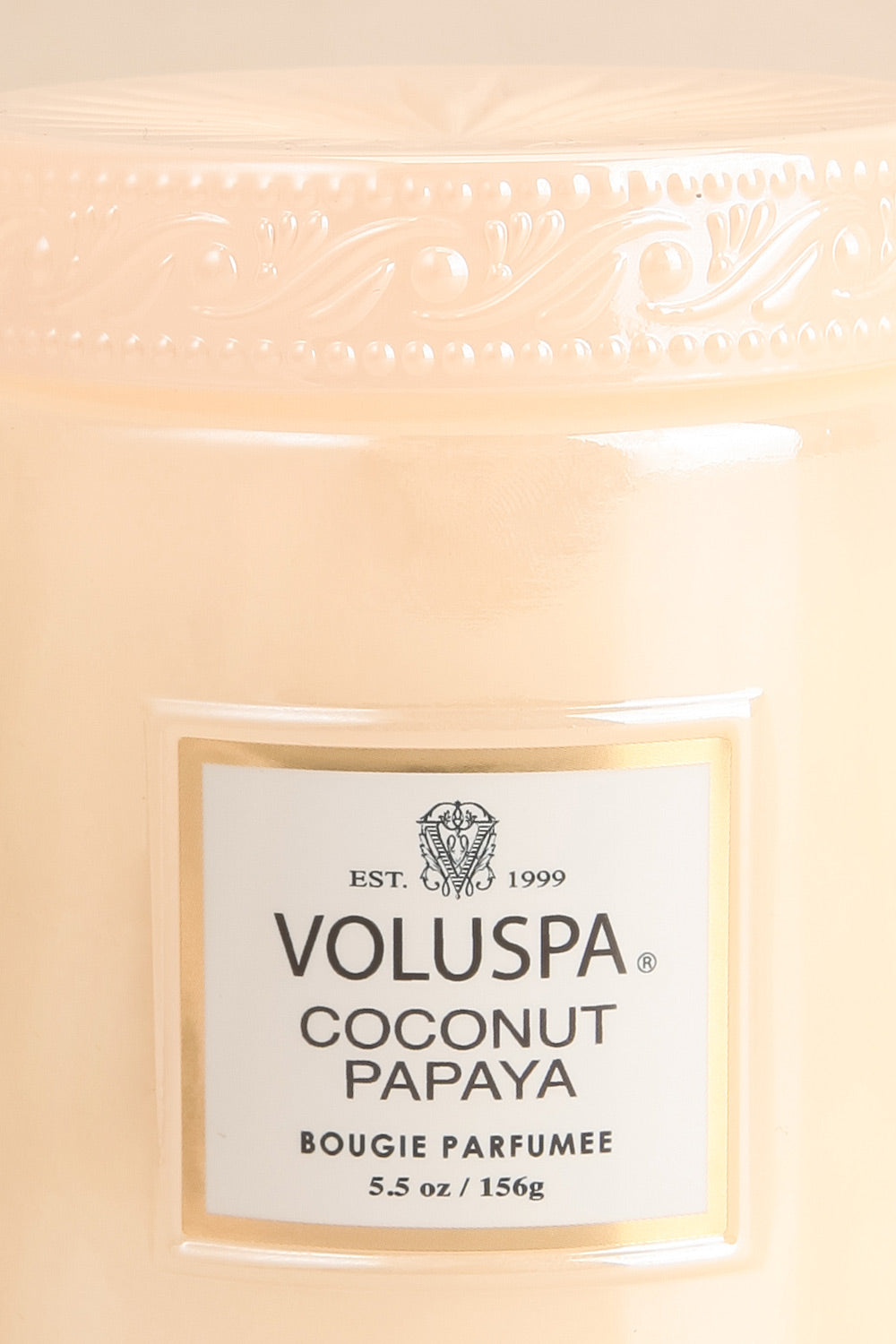 Coconut Papaya Small Jar Candle by Voluspa | Maison garçonne close-up