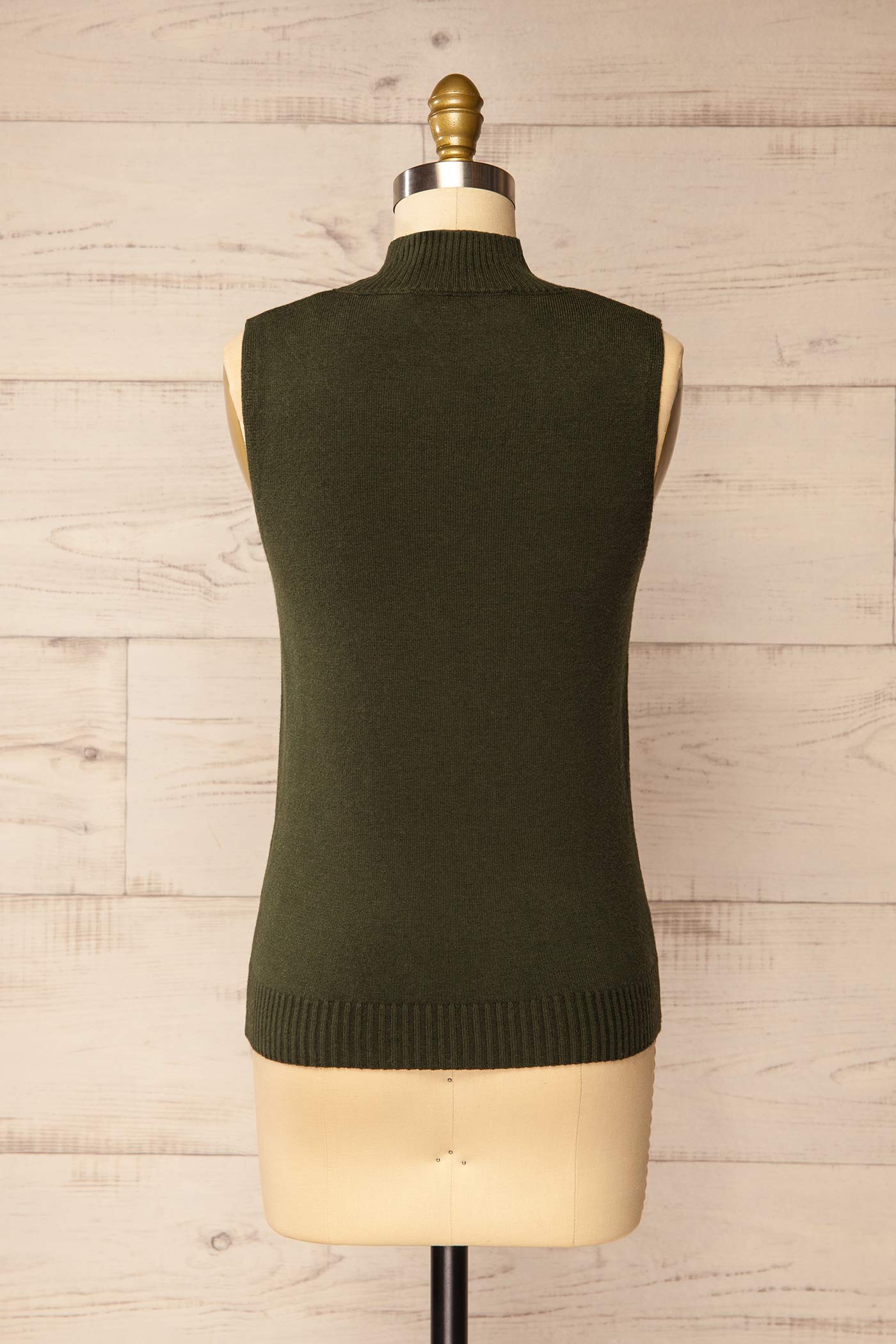 back view of Colbin Green Sleeveless Knit Top with Ribbed Hem at La petite garçonne