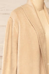 Colombo Beige Open-Front Coat | La petite garçonne  side close-up