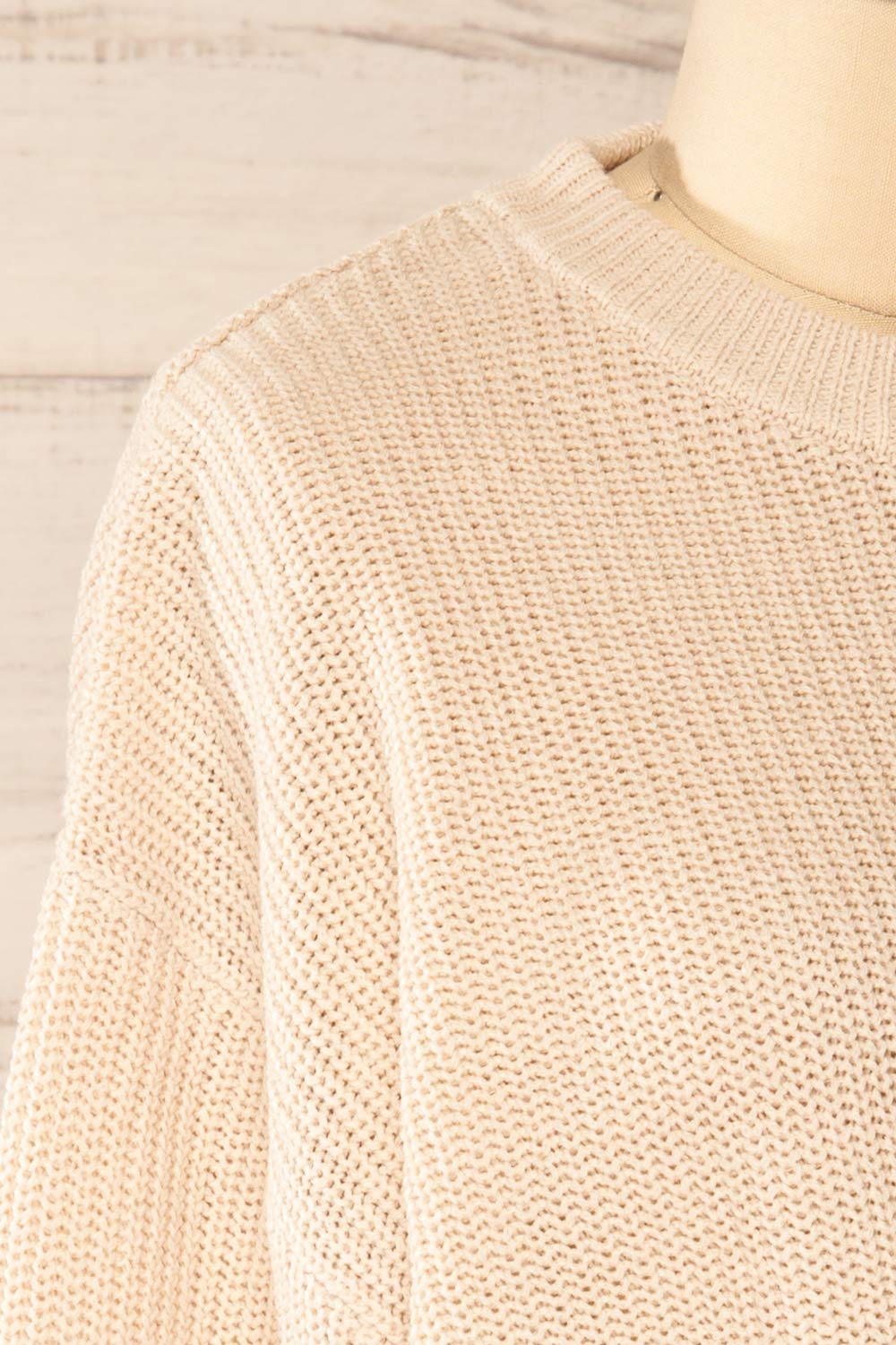 Colorado Beige Cropped Knit Sweater | La petite garçonne side close-up