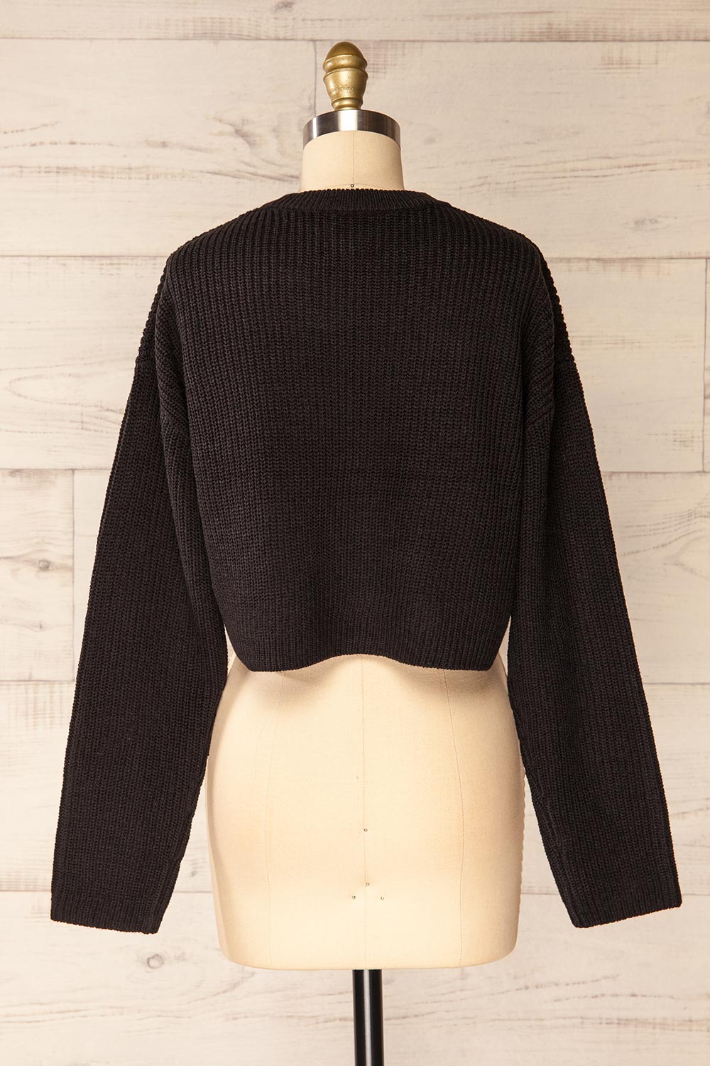 Colorado Black Cropped Knit Sweater | La petite garçonne back view