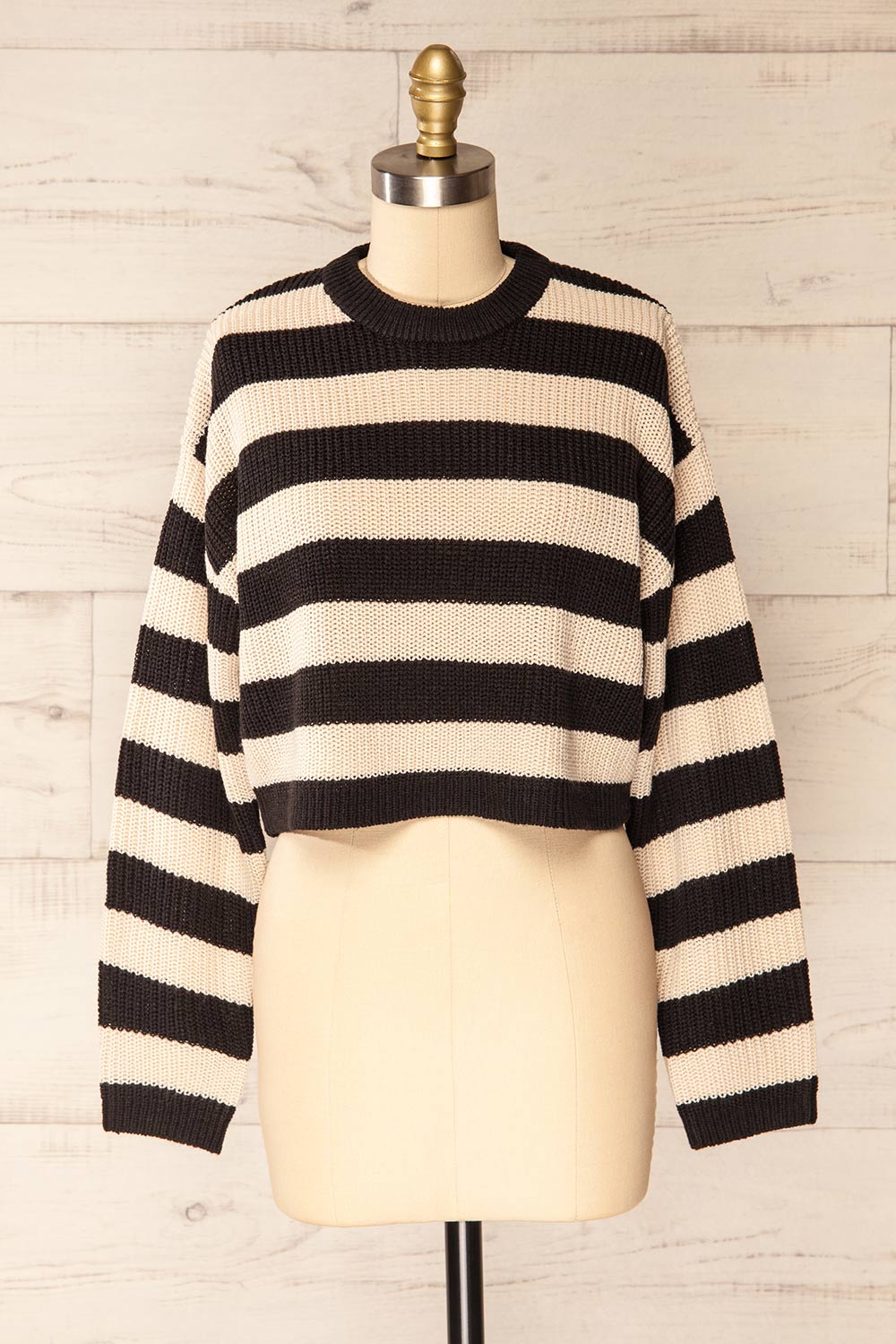 Colorado Cropped Striped Knit Sweater | La petite garçonne front view