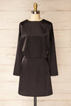 Combault Black Silky Long Sleeved Dress | La petite garçonne front view