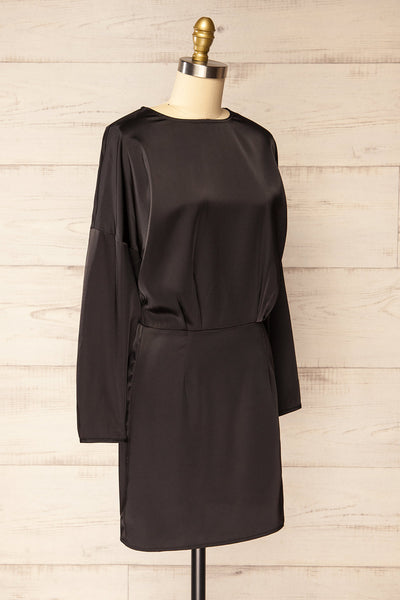 Combault Black Silky Long Sleeved Dress | La petite garçonne side view