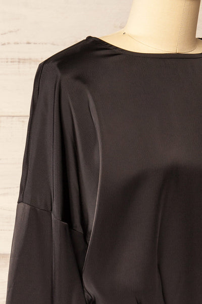 Combault Black Silky Long Sleeved Dress | La petite garçonne side