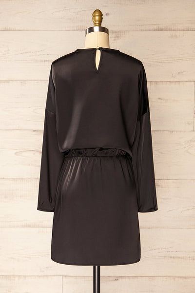 Combault Black Silky Long Sleeved Dress | La petite garçonne back view