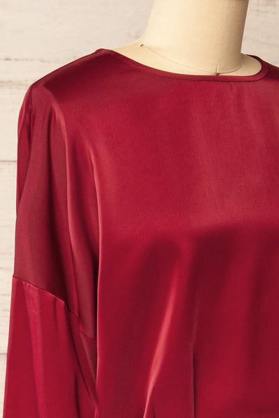 Combault Burgundy Silky Long Sleeved Dress | La petite garçonne side
