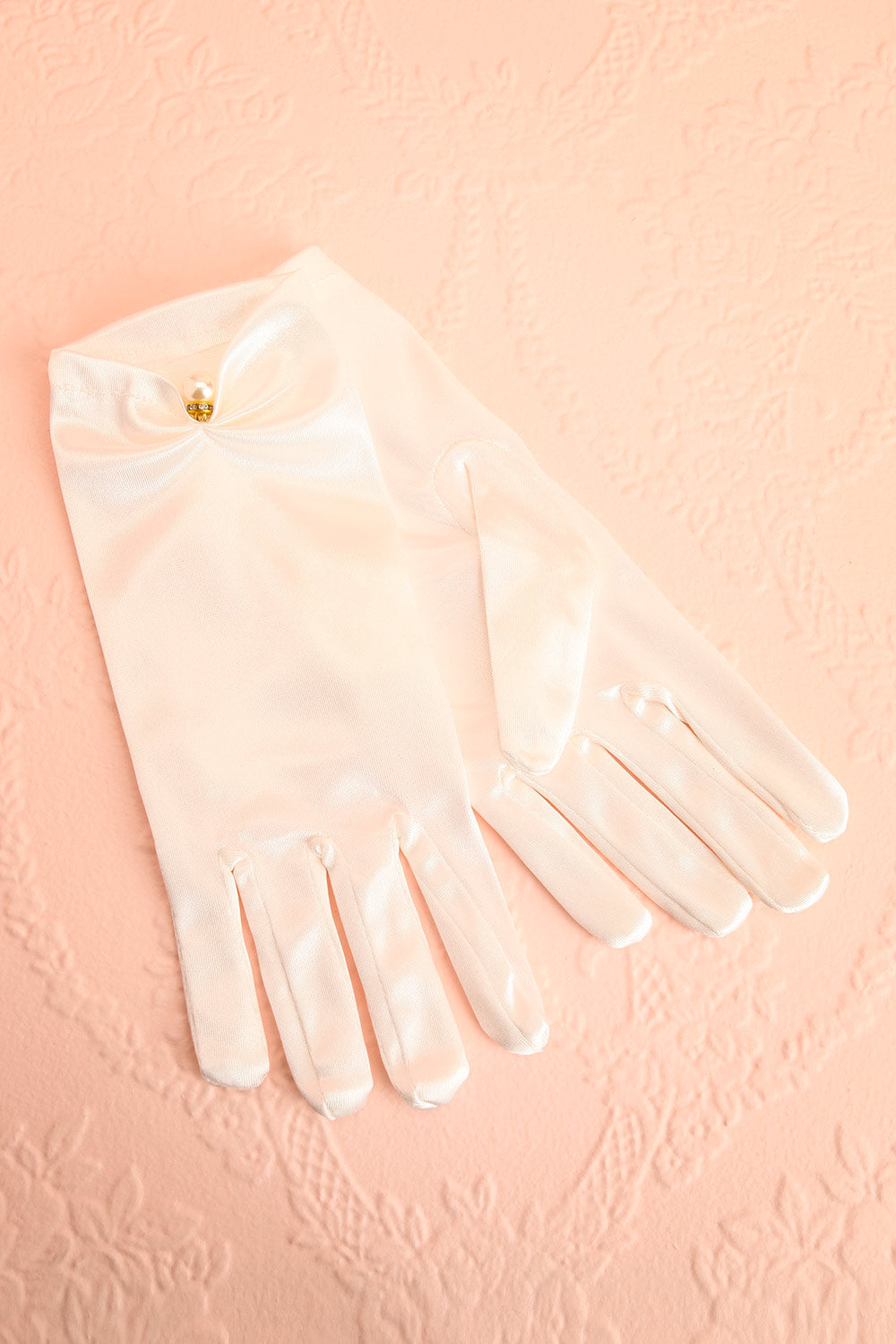 Compagne White Satin Short Gloves with Pearls | Boudoir 1861