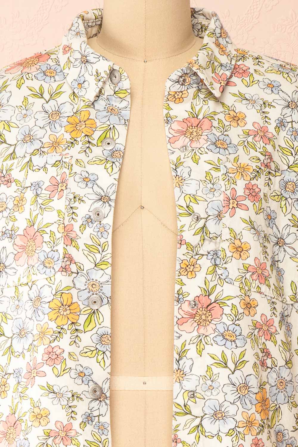 Connie Floral Denim Short-Sleeved Shirt | Boutique 1861 open 