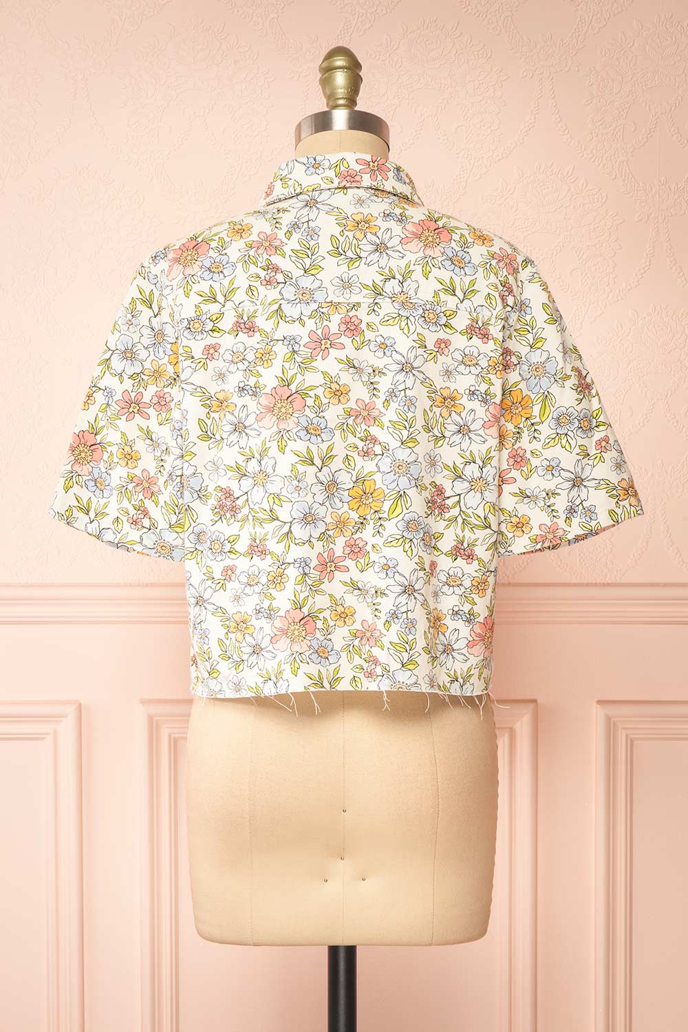 Connie Floral Denim Short-Sleeved Shirt | Boutique 1861 back view