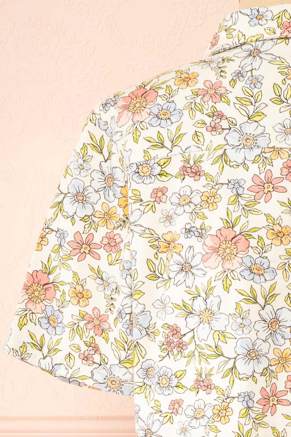 Connie Floral Denim Short-Sleeved Shirt | Boutique 1861 back