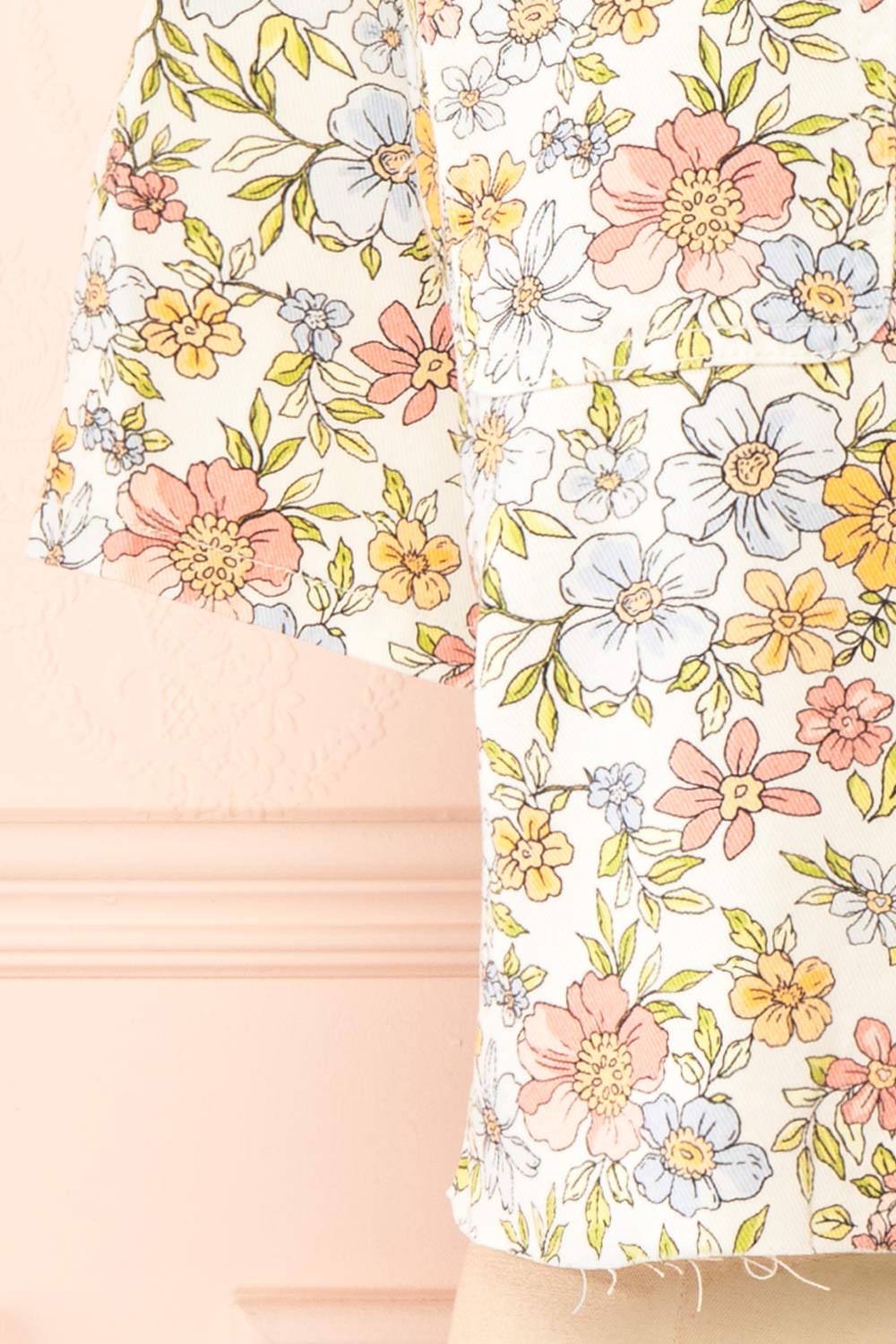 Connie Floral Denim Short-Sleeved Shirt | Boutique 1861 bottom
