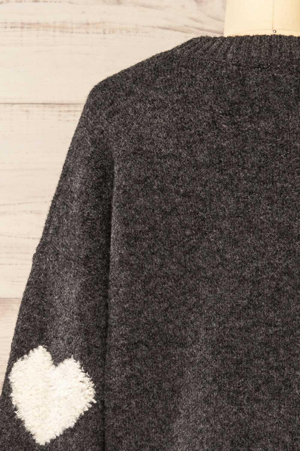 Coracao Charcoal Heart Patterned Knit Sweater | La petite garçonne back