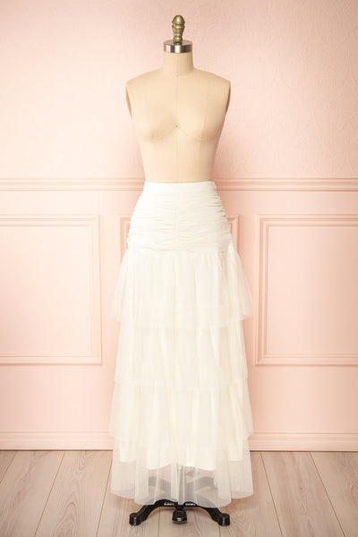 Coralie Ivory High-Waisted Tiered Tulle Skirt | Boudoir 1861 front view