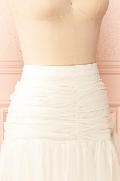 Coralie Ivory High-Waisted Tiered Tulle Skirt | Boudoir 1861 side close-up