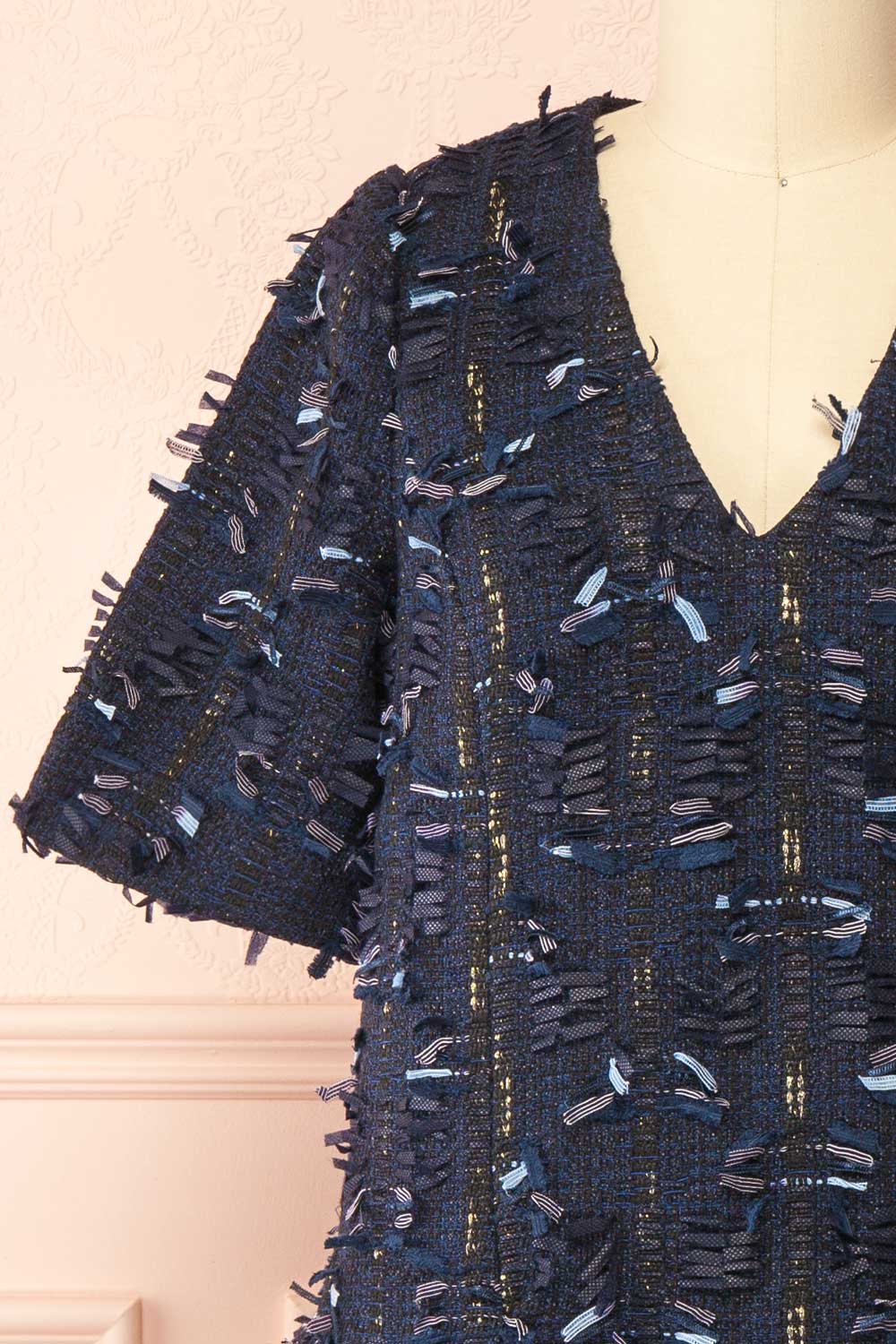 Coralyne Navy Tweed V-Neck Mini Dress | Boutique 1861 front