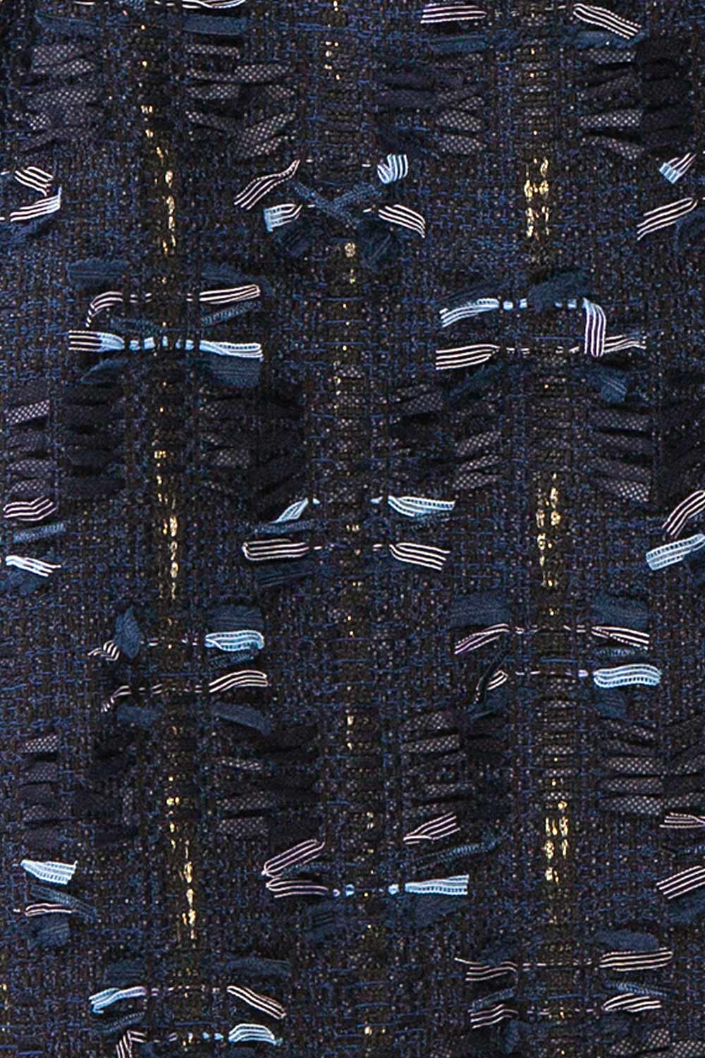 Coralyne Navy Tweed V-Neck Mini Dress | Boutique 1861 fabric 