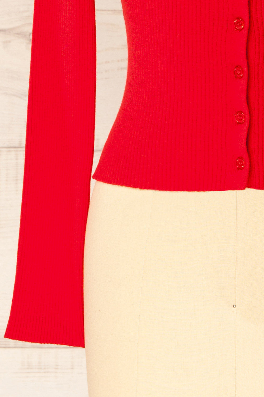Cork Red Ribbed Top | La petite garçonne sleeve 