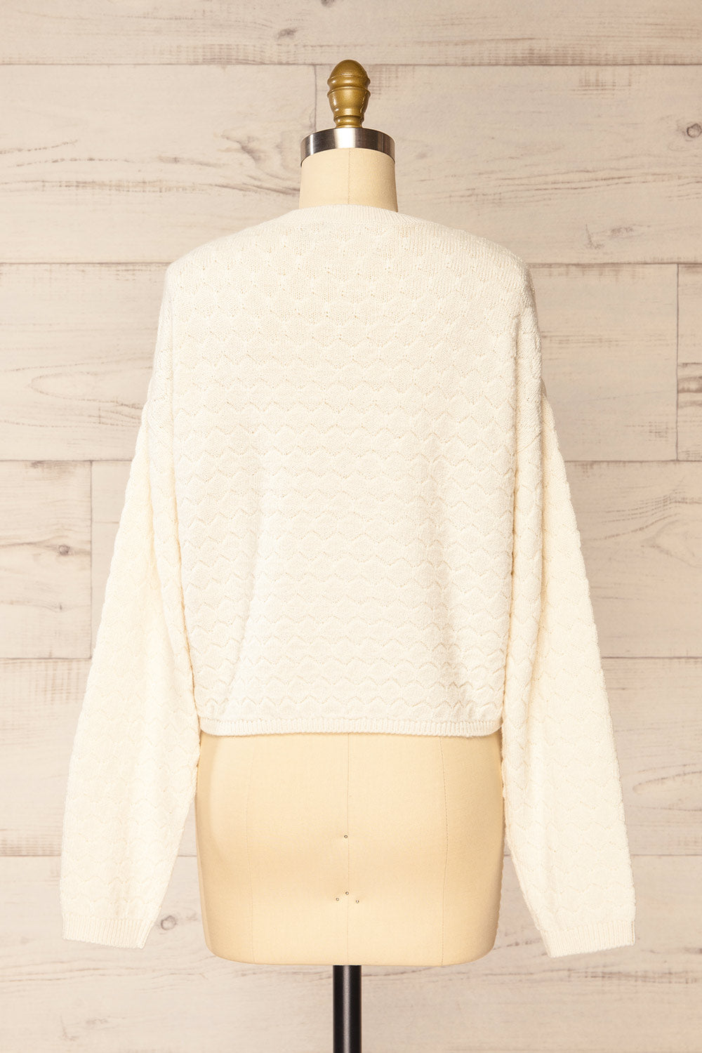 Cozumel White Knit Sweater w/ Scalloped Pattern | La petite garçonne back view