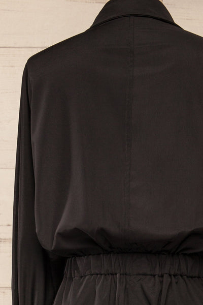 Cracovie Black Utility Jumpsuit w/ Long Sleeves | La petite garçonne  back close-up