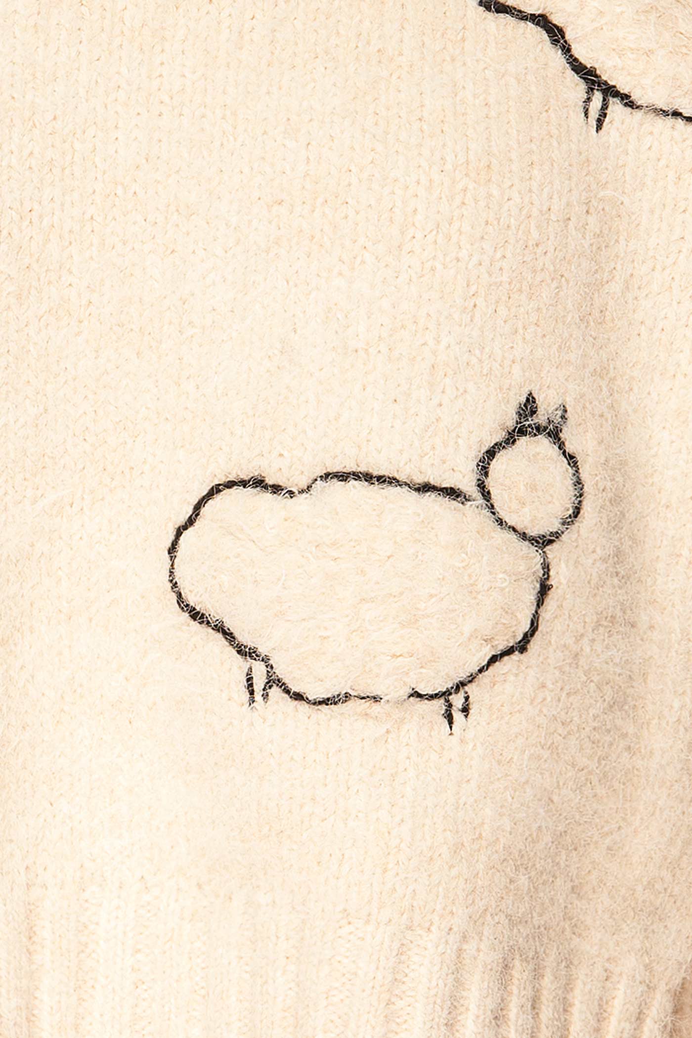 Creswell Beige Cropped Sweater with Sheep Motif | La petite garçonne fabric 