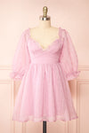 Crocus Pink Plaid Babydoll Dress w/ Puffy Sleeves | Boutique 1861 front view