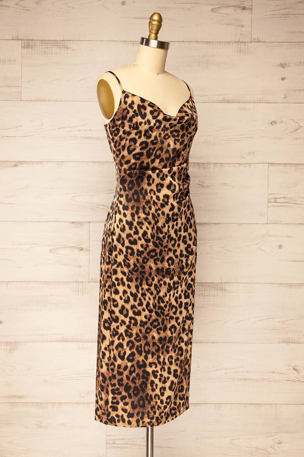 Croenen Cowl Neck Leopard Midi Dress | La petite garçonne  side view