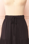 Cupido Black Tiered Midi Skirt | Boutique 1861 front close-up