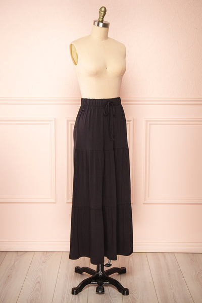 Cupido Black Tiered Midi Skirt | Boutique 1861 side view