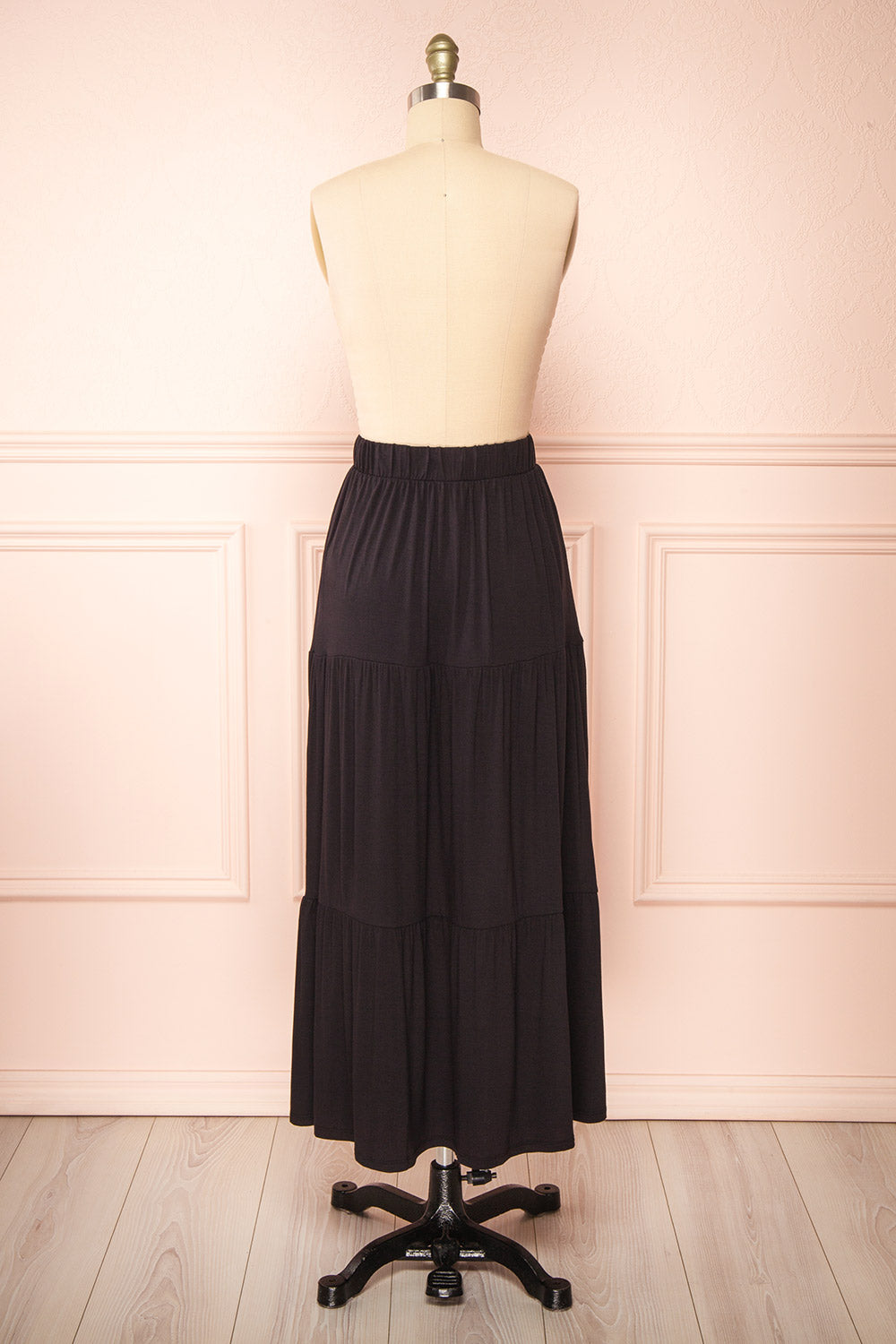 Cupido Black Tiered Midi Skirt | Boutique 1861 back view