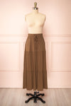 Cupido Khaki Tiered Midi Skirt | Boutique 1861 front view
