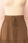 Cupido Khaki Tiered Midi Skirt | Boutique 1861 front close-up