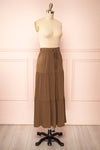 Cupido Khaki Tiered Midi Skirt | Boutique 1861 side view