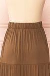 Cupido Khaki Tiered Midi Skirt | Boutique 1861 back close-up