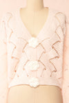 Cupidona Pink Open-work Crochet Cardigan w/ Flowers | Boutique 1861 front view