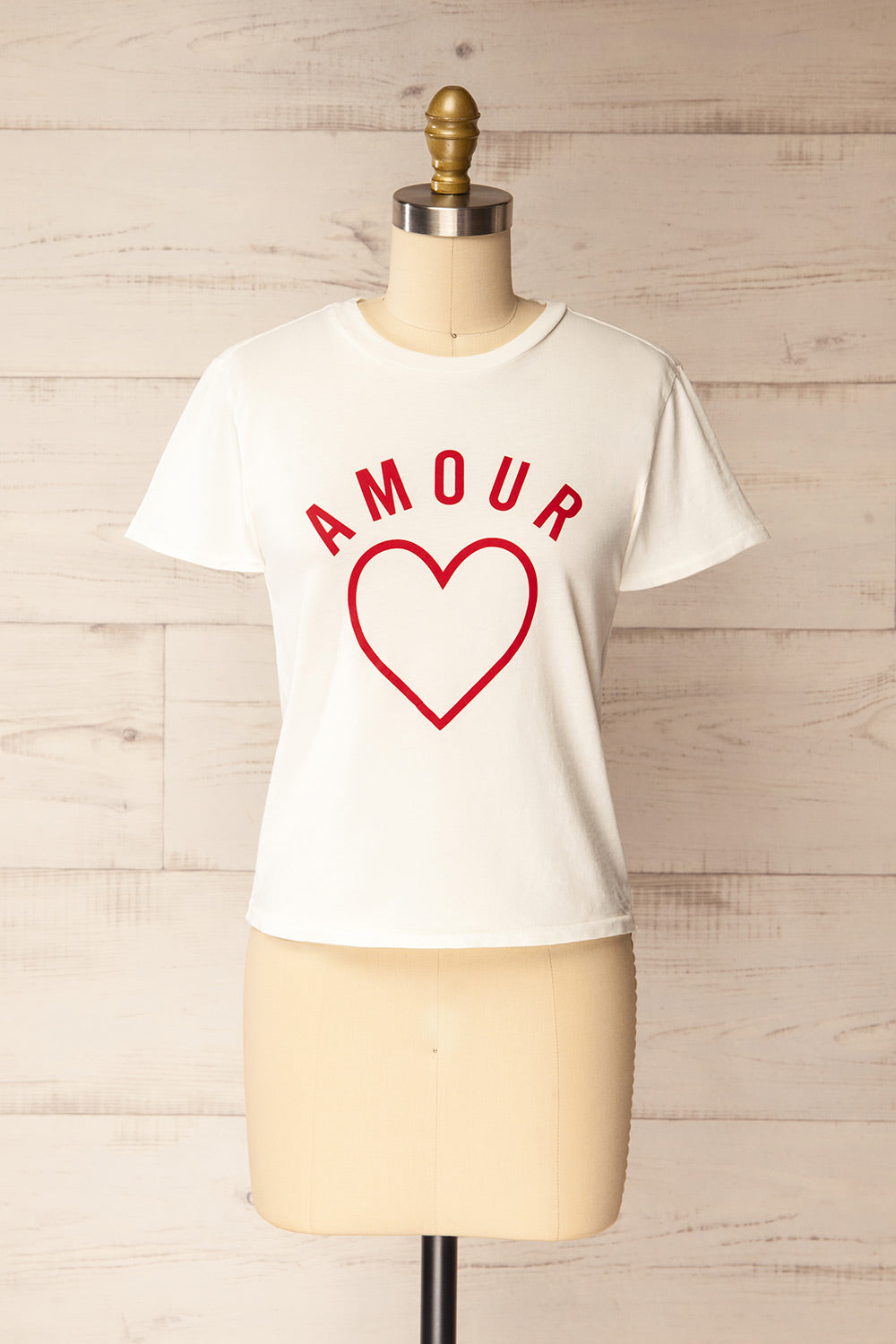 Cupids White T-Shirt with Red Heart Motif | La petite garçonne front view