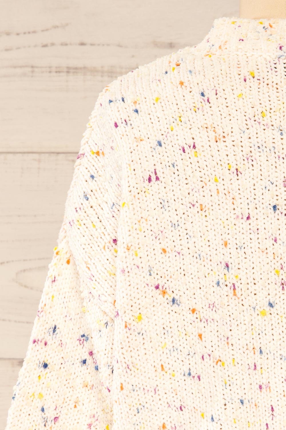 Cupkake Cropped White Knit Sweater w/ Colour Dots | La petite garçonne back close-up