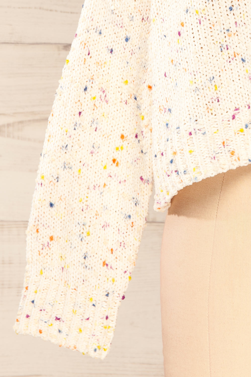 Cupkake Cropped White Knit Sweater w/ Colour Dots | La petite garçonne sleeve 