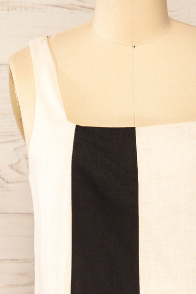 Curitiba Short Striped Linen Dress | La petite garçonne front close-up