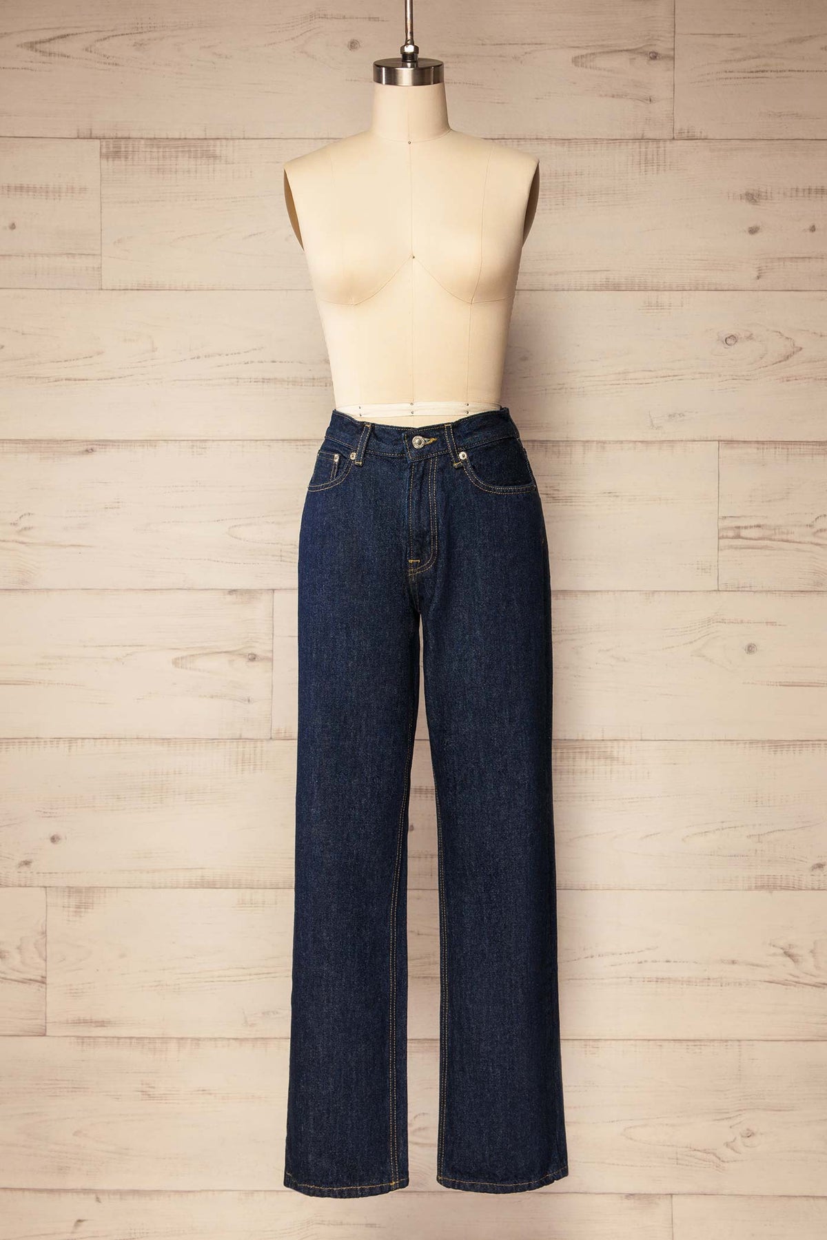 front view of Cusco Dark Blue Straight Leg Denim Pants at La petite garçonne