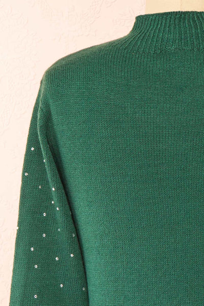 Cutiesmax Holidays Green Dress w/ Bows & Crystals | Boutique 1861 back close-up