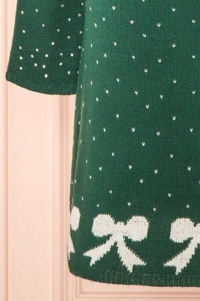Cutiesmax Holidays Green Dress w/ Bows & Crystals | Boutique 1861 bottom