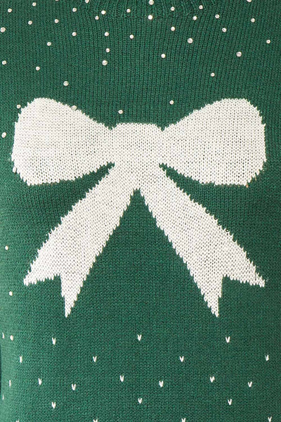 Cutiesmax Holidays Green Dress w/ Bows & Crystals | Boutique 1861 fabric