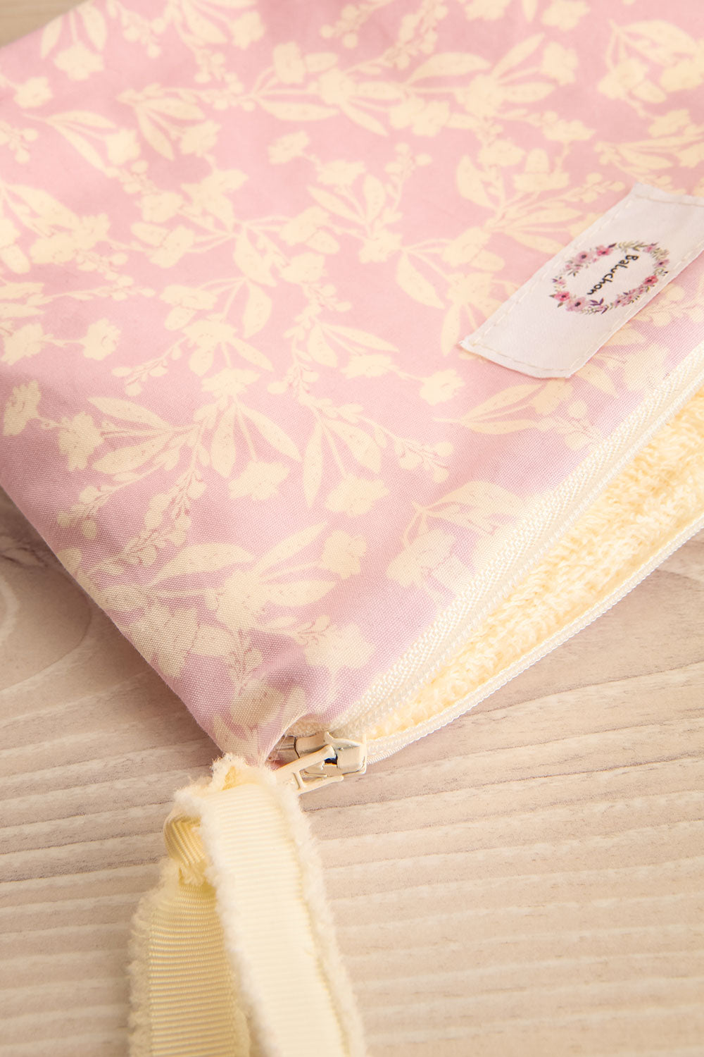 Cygne Floral Cosmetic Bag | Maison garçonne close-up

