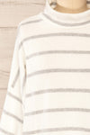 Cyprus Striped Mock Neck Sweater | La petite garçonne  front close-up