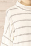 Cyprus Striped Mock Neck Sweater | La petite garçonne  side close-up