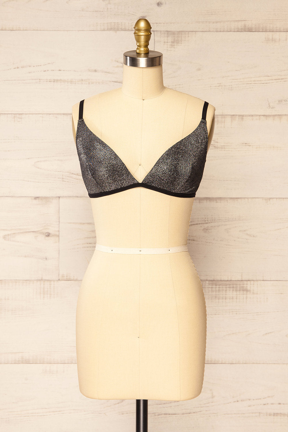 Dafni Silver Glitter Bralette | La petite garçonne front view