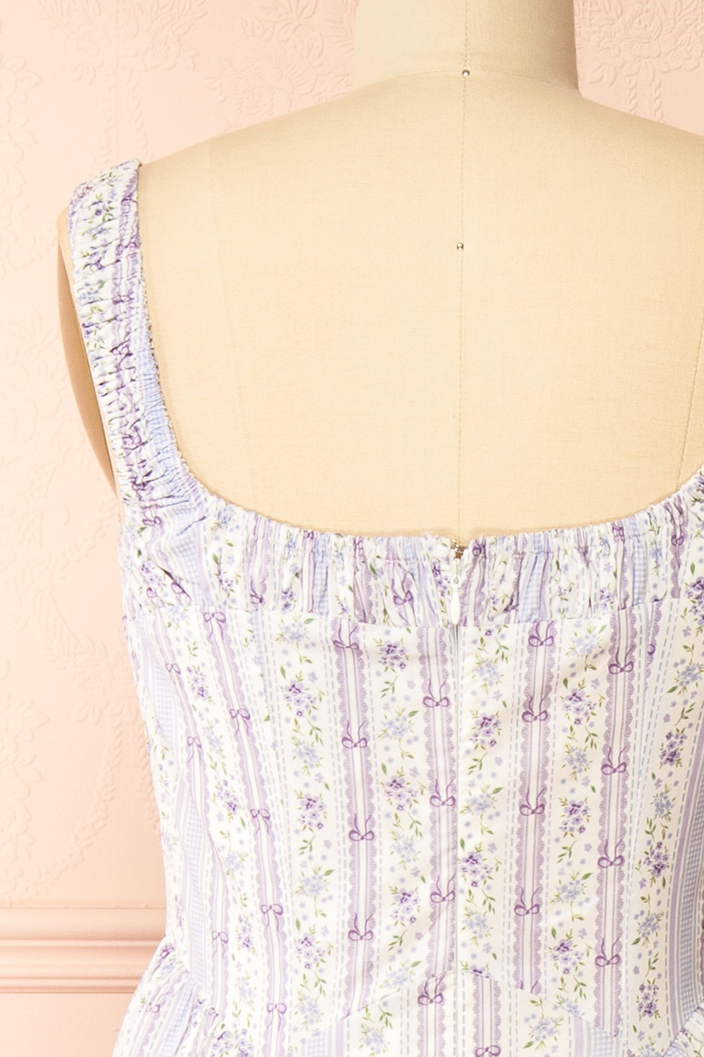 Daiko Lilac Floral A-Line Maxi Dress with Corset Bust | Boutique 1861 back