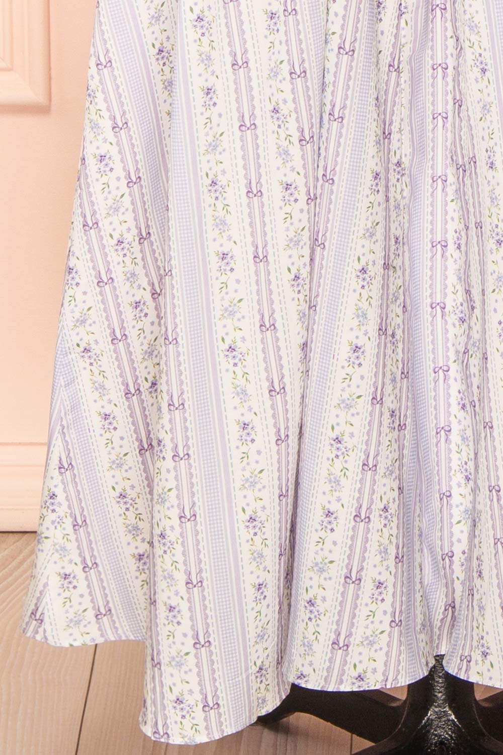 Daiko Lilac Floral A-Line Maxi Dress with Corset Bust | Boutique 1861 bottom