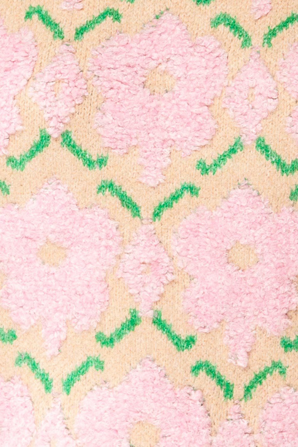 Dalhousie Beige Knit Sweater with Fuzzy Floral Pattern | La petite garçonne fabric 